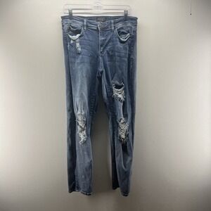 Judy Blue Women's Boyfriend Jeans in Distressed Blue